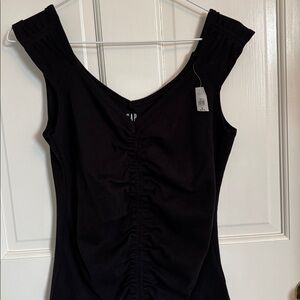 GAP Women's Petite Black Sleeveless Ruched Tank